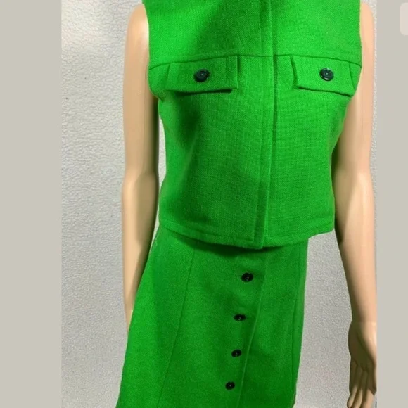 Vintage 1950's Women's Green Tweed Skirt Suit - Picture 5 of 6